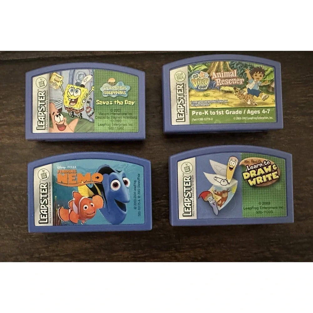 LEAPSTER LeapFrog Educational Games Lot SpongeBob Finding Nemo Diego Read Write